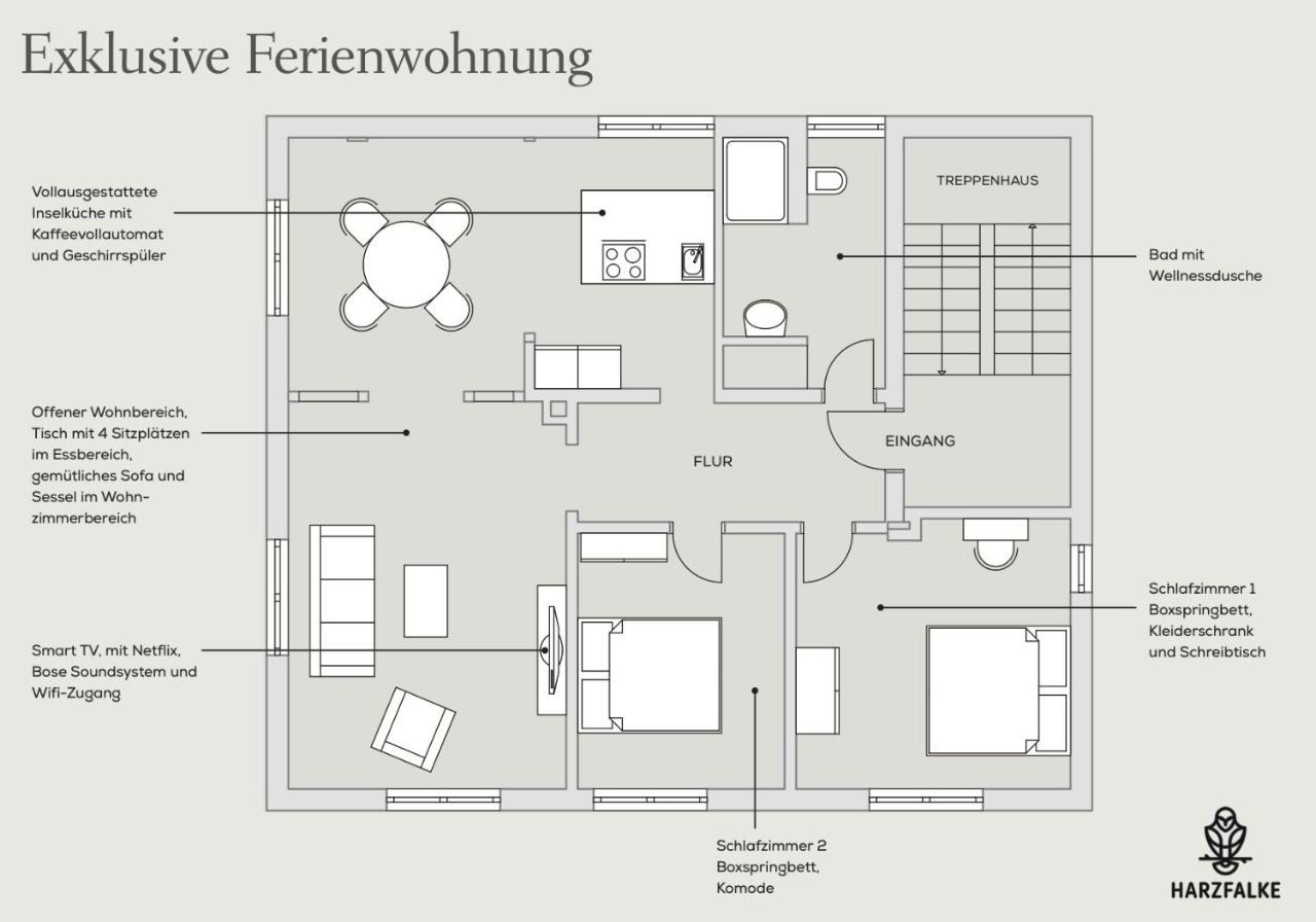 Harzfalke Apartment - Ankommen Und Wohlfuehlen. Wieda Экстерьер фото